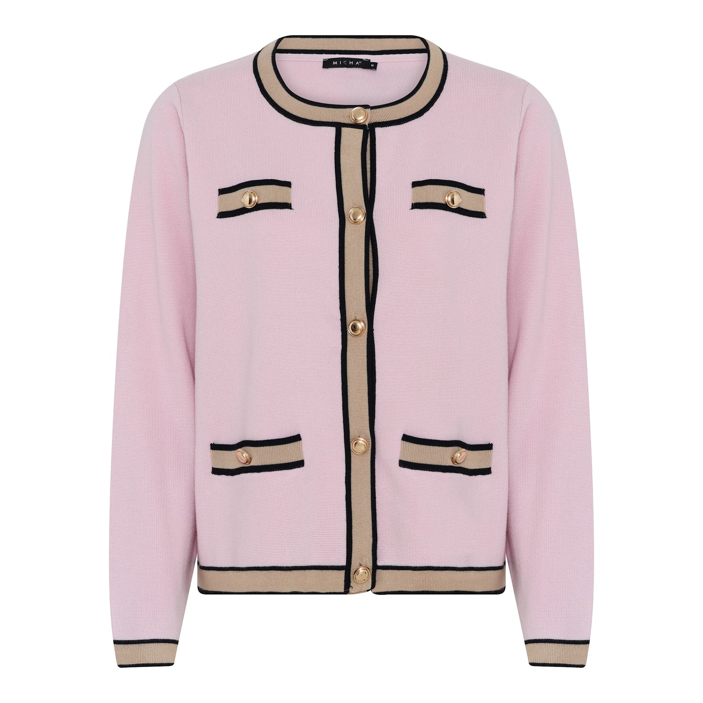 145 211 JACKET STYLE O-NECK CARDIGAN Rose