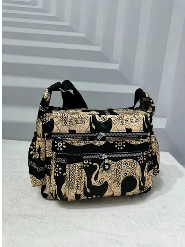 1503 Print Canvas Cb Multi Pocket Bag Black/Gold