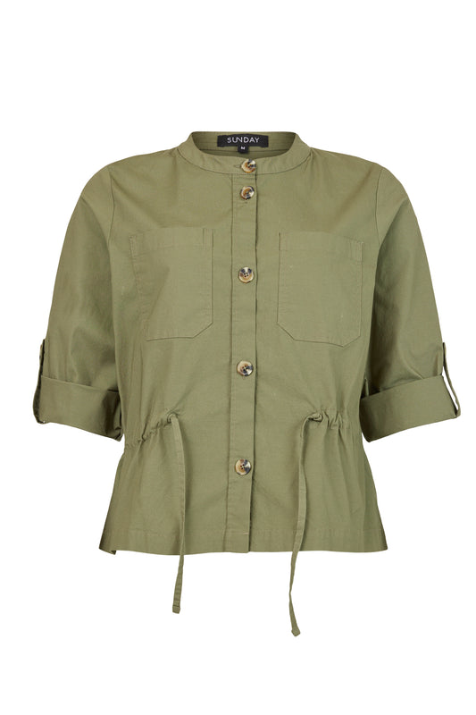 6441/6273 Short Pull Waist Cotton Jacket Navy