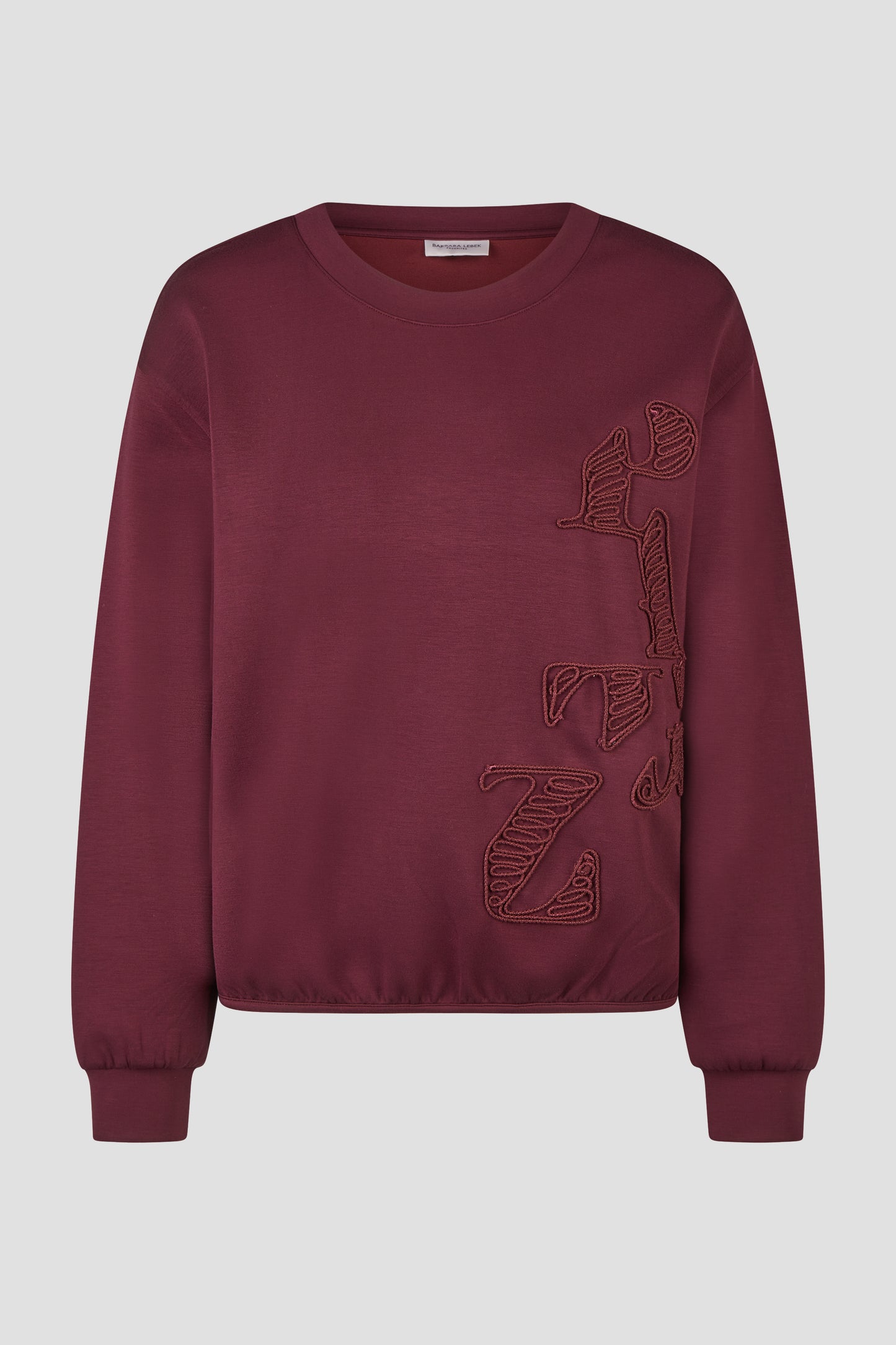15252062 ROPE LETTER MOTIF DESIGN O-NECK SWEAT TOP WINE