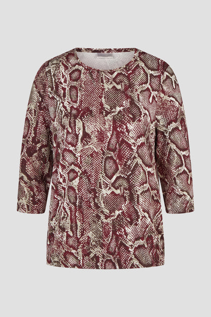 15922062 SNAKE PRINT O-NECK LONG SLVE ELASTIC BOTTOM TOP WINE