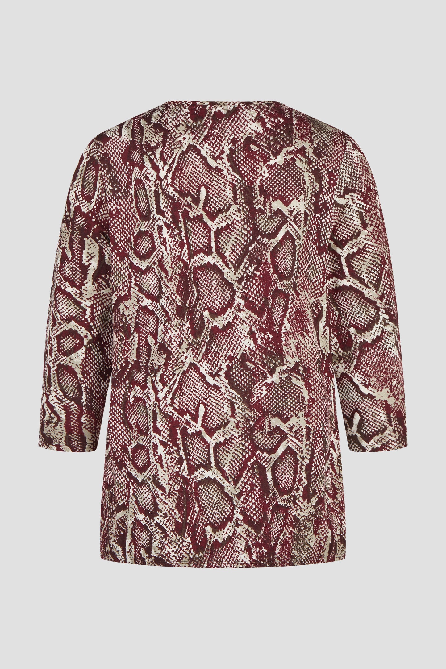 15922062 SNAKE PRINT O-NECK LONG SLVE ELASTIC BOTTOM TOP WINE