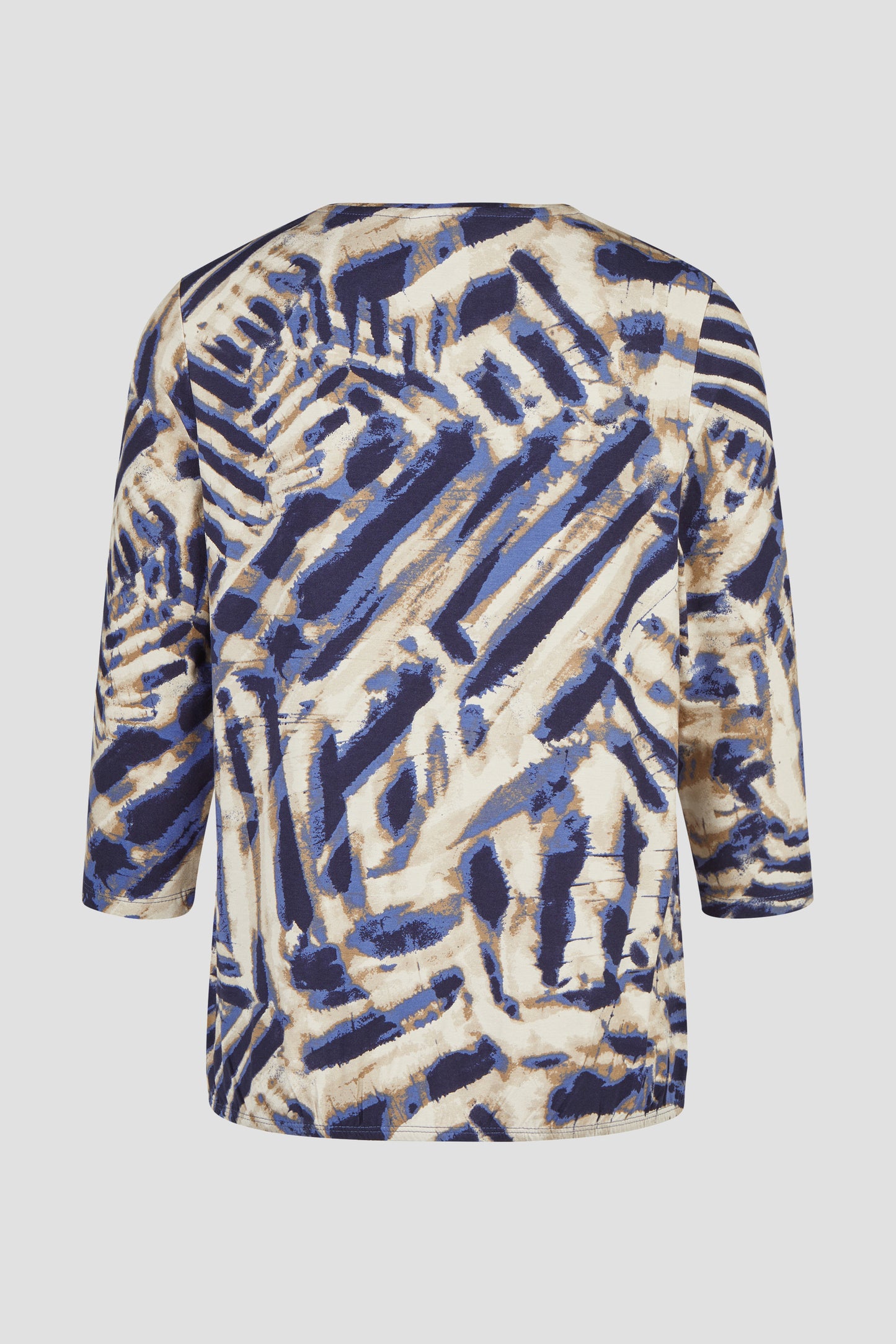 15924062 LONG SLEEVE PRINTED O-NECK TOP ELASTIC BOTTOM Blue/Beige