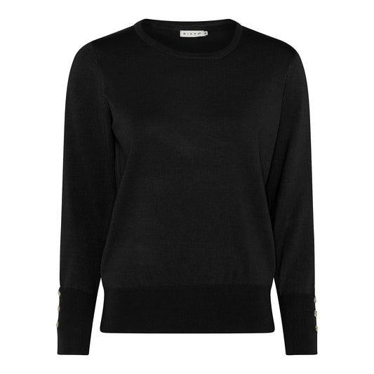 161 157 Crew Neck Basic Jumper Button Sl Black