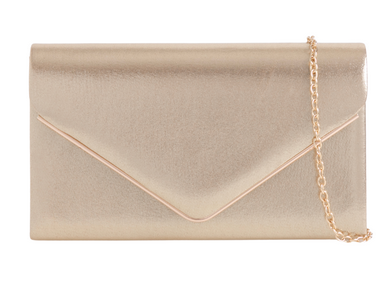 1616 SUEDE EFFECT METAL TRIM ENVELOPE CLUTCH Gold