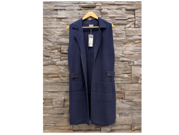 16201 Long Jck Style Collar Knit Waistco Maroon