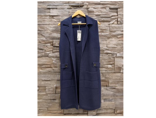 16201 Long Jck Style Collar Knit Waistco Maroon