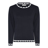 172 171 Zig Zag Design Turtle Neck Jumpe Navy/White