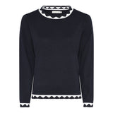 172 171 Zig Zag Design Turtle Neck Jumpe Navy/White