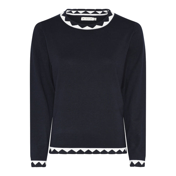 172 171 Zig Zag Design Turtle Neck Jumpe Navy/White