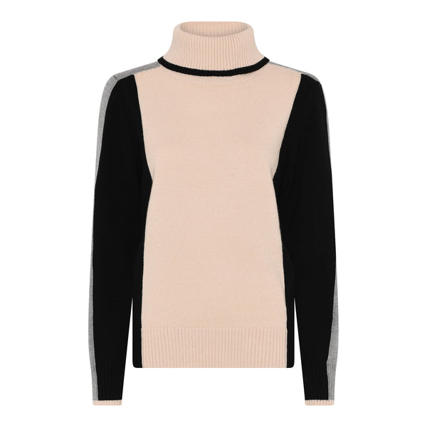 176 122 Cowl Neck Soft Touch Colour Bloc Beige/Black