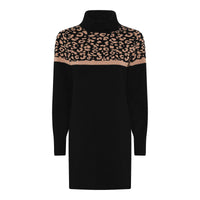 1746 173 Animal Print Polo Neck Tunic Ju Black/Camel