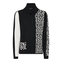 176 172 Polo Neck Animal Print Drawstrin Black/White