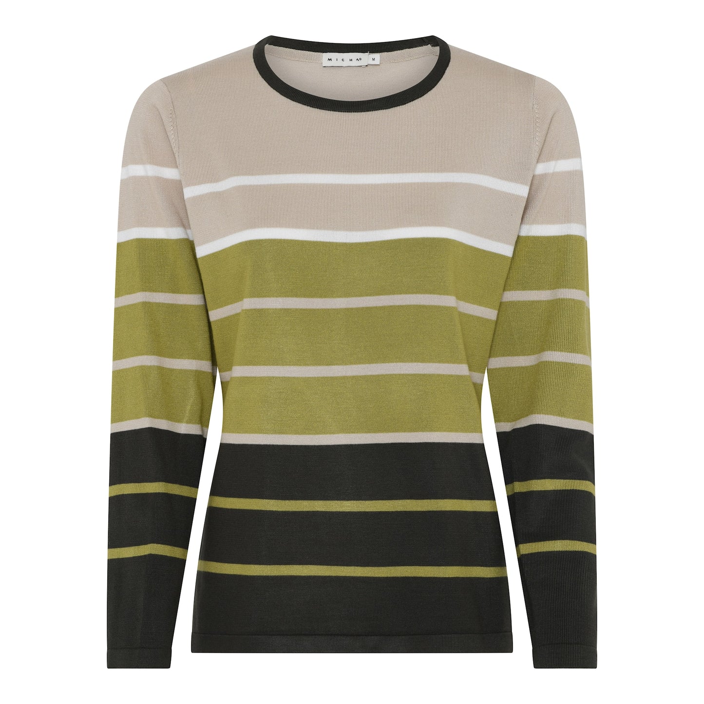 178 175 Basic O-Neck Stripe Jumper Green