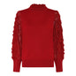 179 138 Lace Petal Slve High Neck Jumper Red