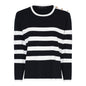 179 110 Stripe 3 Button Shoulder Jumper Navy/White