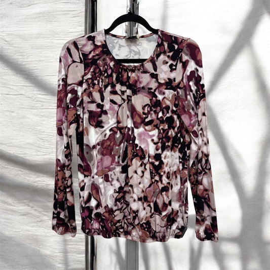 65028 O Nck L/S Purple Pattern Purple/Black