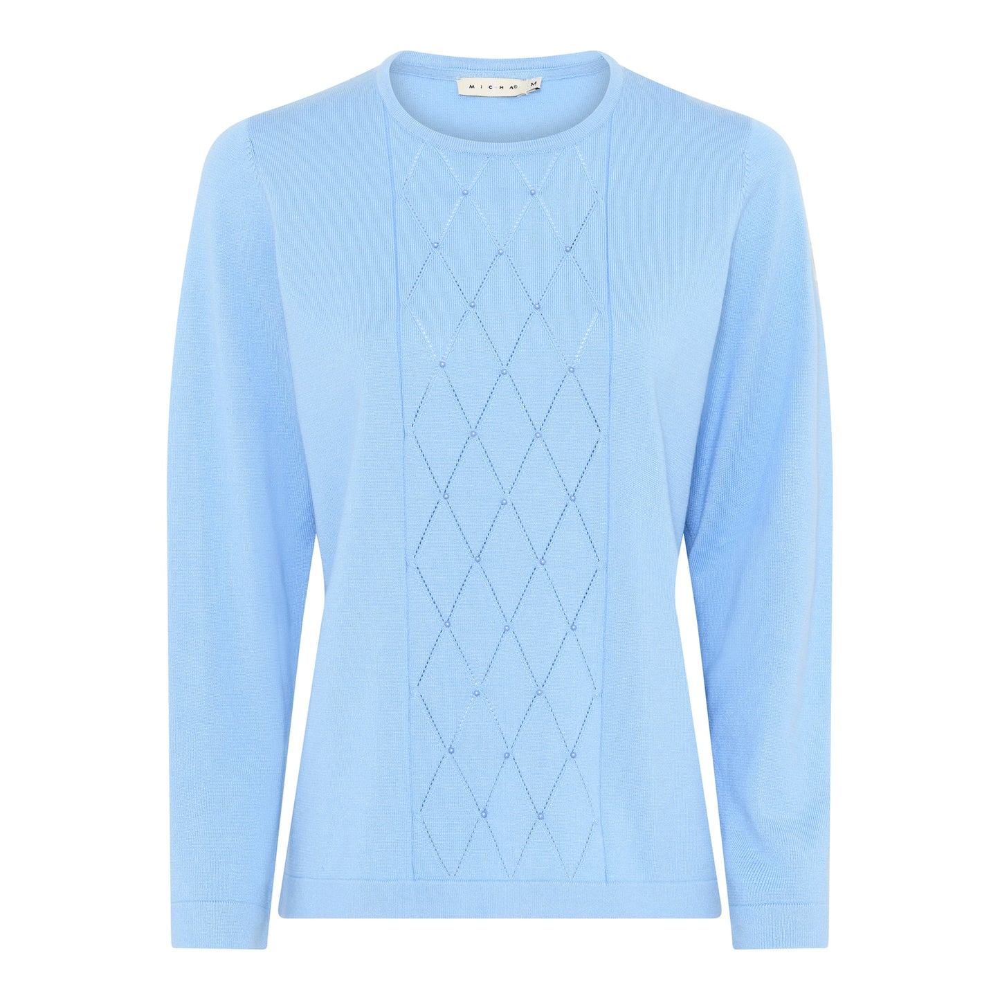 180 144 Diamond Design Front O-Neck Jump Baby Blue