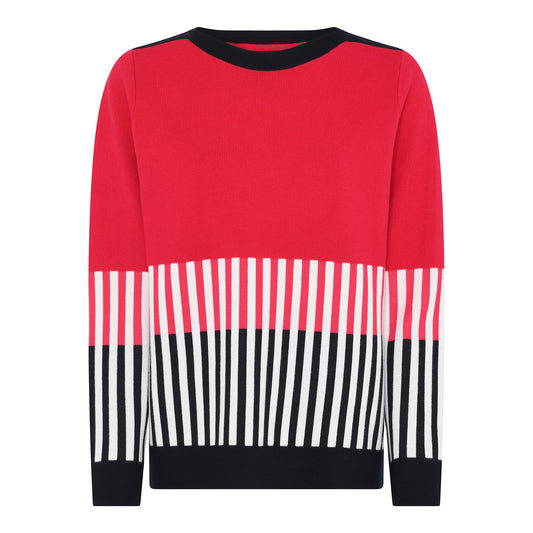 180 150 Vertical Stripes O-Neck Jumper Red/Navy