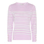 180 172 Stripe O-Neck Jumper Button Slve Rose/White