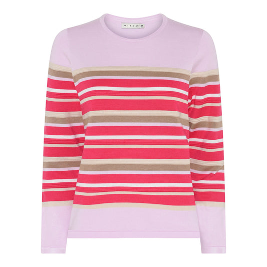 180 175 Stipes O-Neck Jumper Pink/Rose