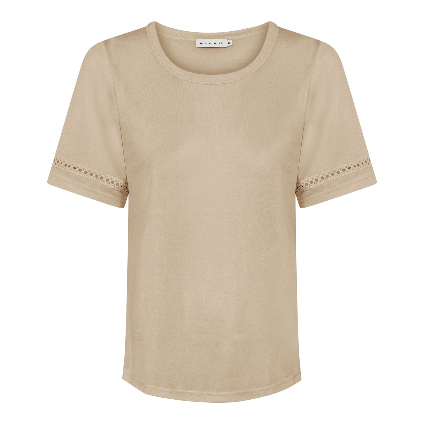 181 171 Cotton 0-Neck S/S T-Shirt Slve D Sand
