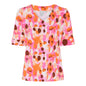 181 185 S/S V-Neck Printed Top Pink/Orange