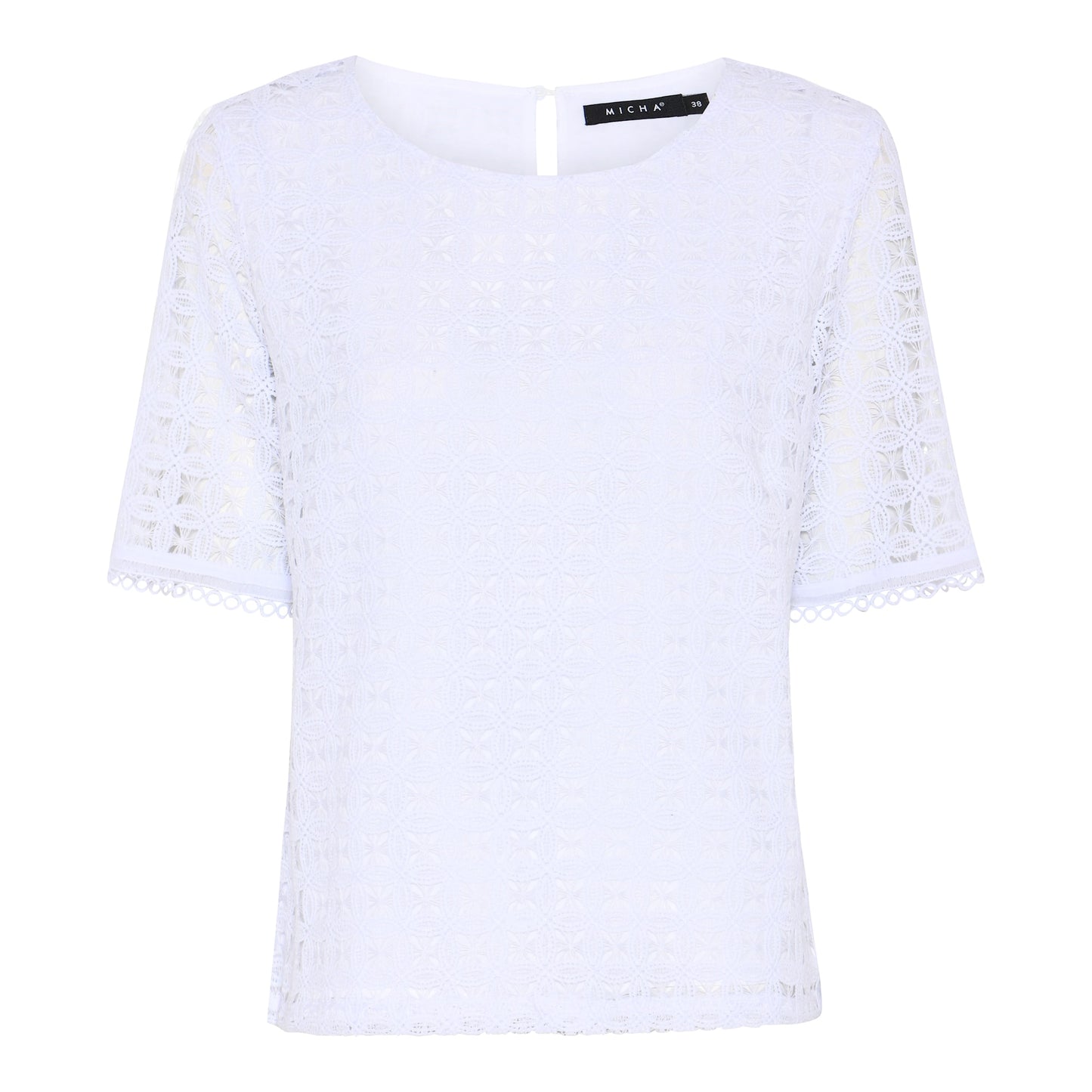 181 151 Lace S/S O-neck Top White