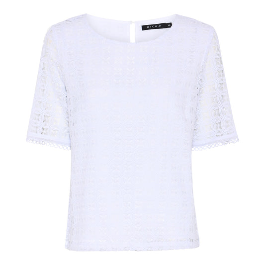 181 151 Lace S/S O-neck Top White