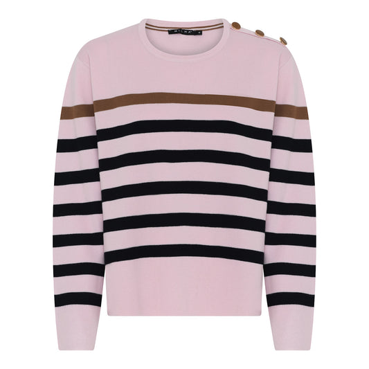 182 148 BUTTON SHOULDER STRIPE DETAIL Rose