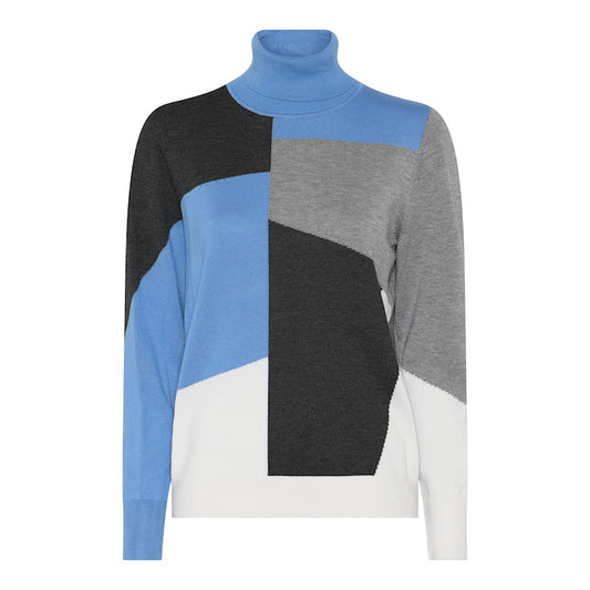 183 111 L/S polo neck jumper Blue/Grey