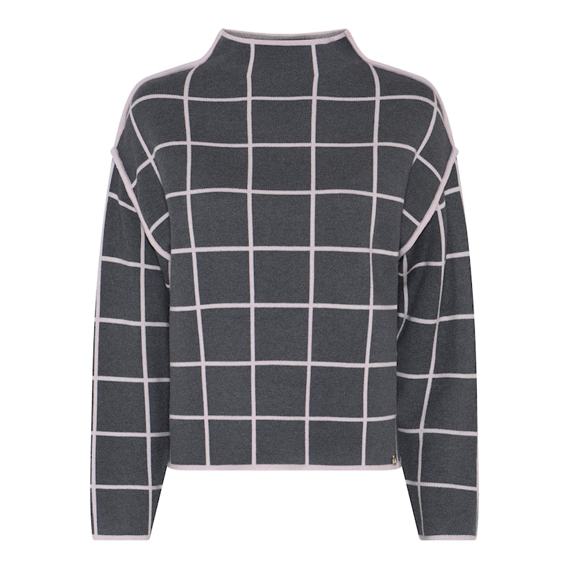 183 153 HIGH NECK JUMPER SQUARE PRINT grey/rose