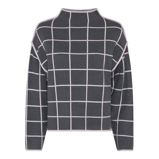 183 153 HIGH NECK JUMPER SQUARE PRINT grey/rose