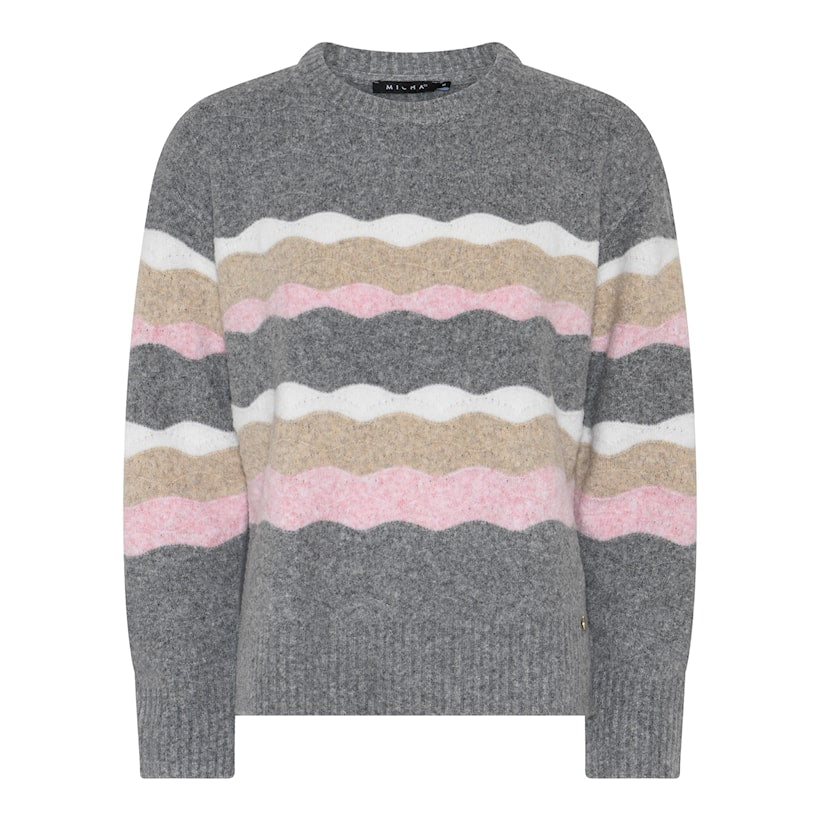 183 155 O NCK L/S WITH STRIP Grey/Beige