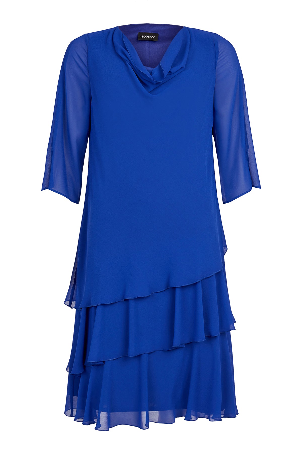 18695 18695 Layered 1/2 Slve Chiffon Dress Purple Pink