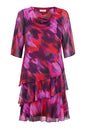 18695 Layered Cowl Neck Dress Pink/Purple
