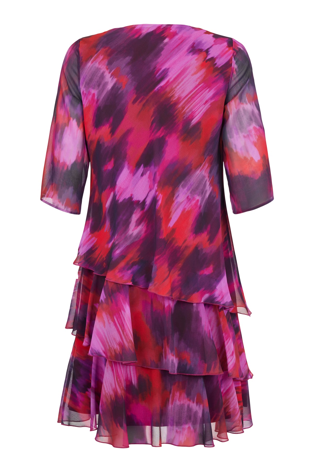 18695 Layered Cowl Neck Dress Pink/Purple