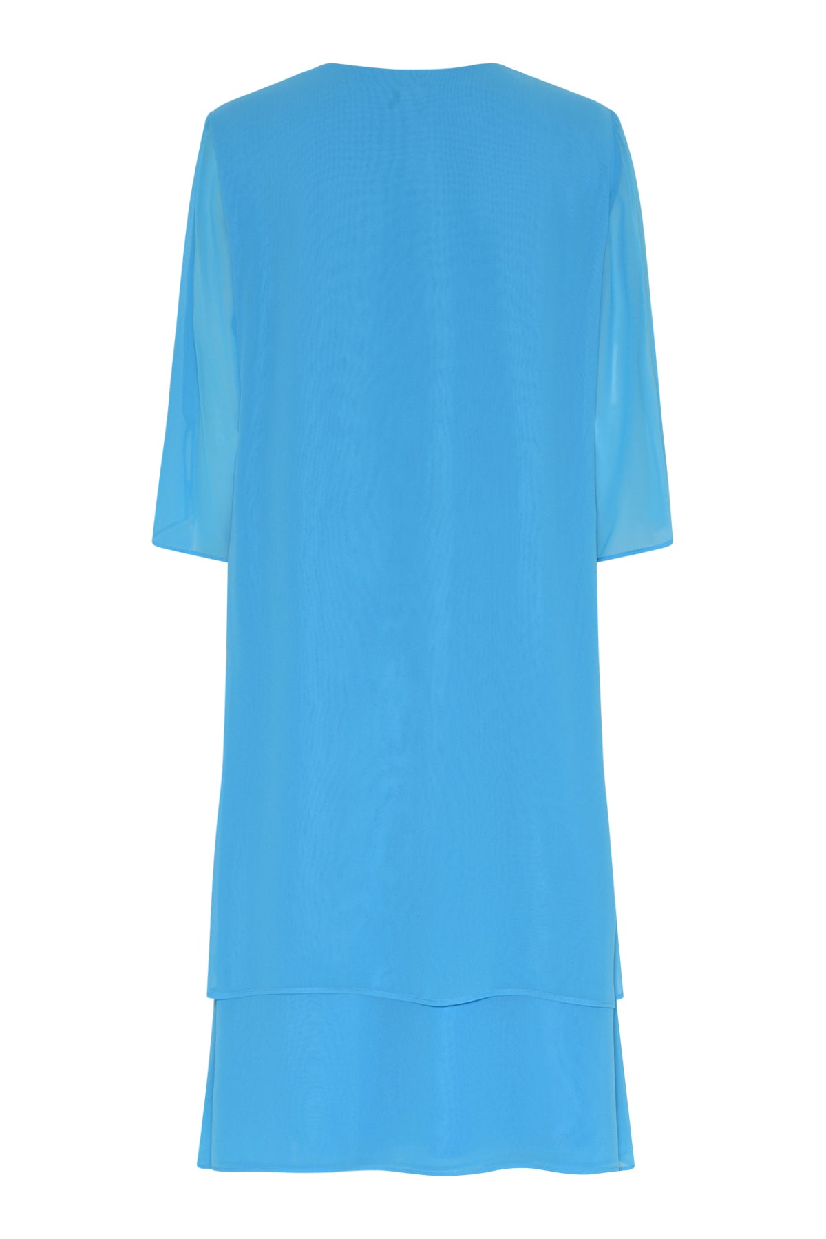 18751 3/4 Slve Layered Print Dress Turquoise