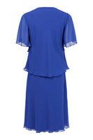 18754 Tiered Layer S/S V-Neck Dress Cobalt Blue