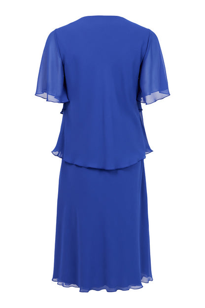 18754 Tiered Layer S/S V-Neck Dress Navy