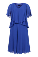 18754 Tiered Layer S/S V-Neck Dress Cobalt Blue