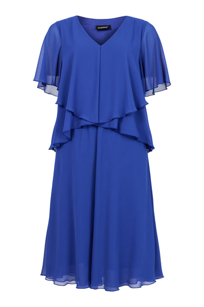 18754 Tiered Layer S/S V-Neck Dress Navy