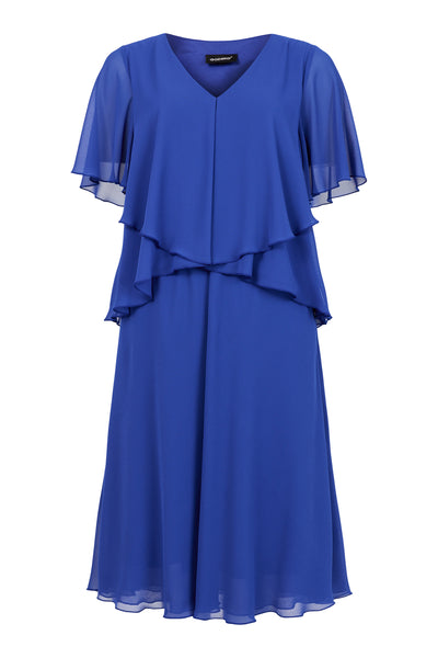 18754 Tiered Layer S/S V-Neck Dress Cobalt Blue