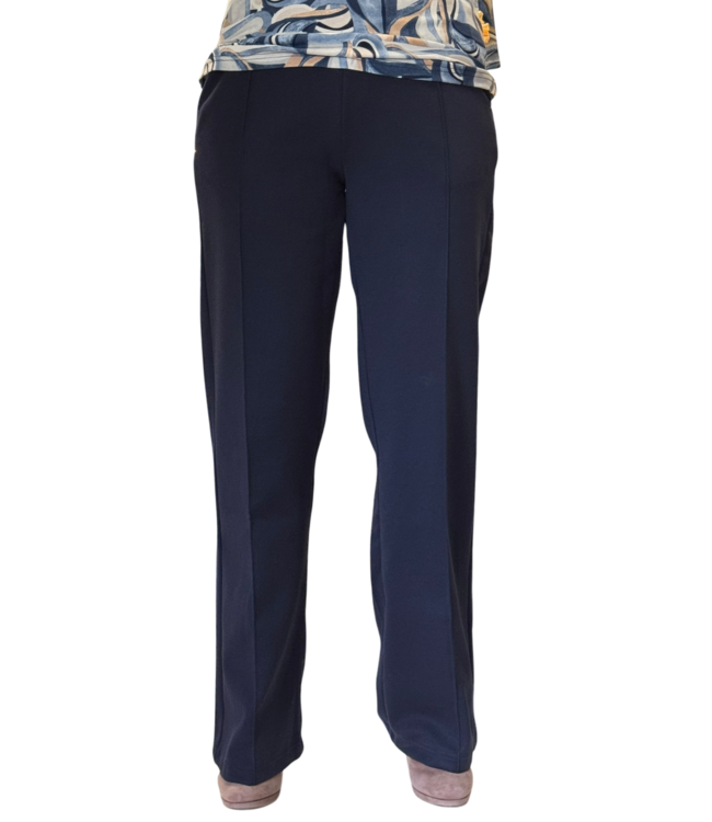 18912 Wide Leg Casual Jersey Pin Seam Tr Navy