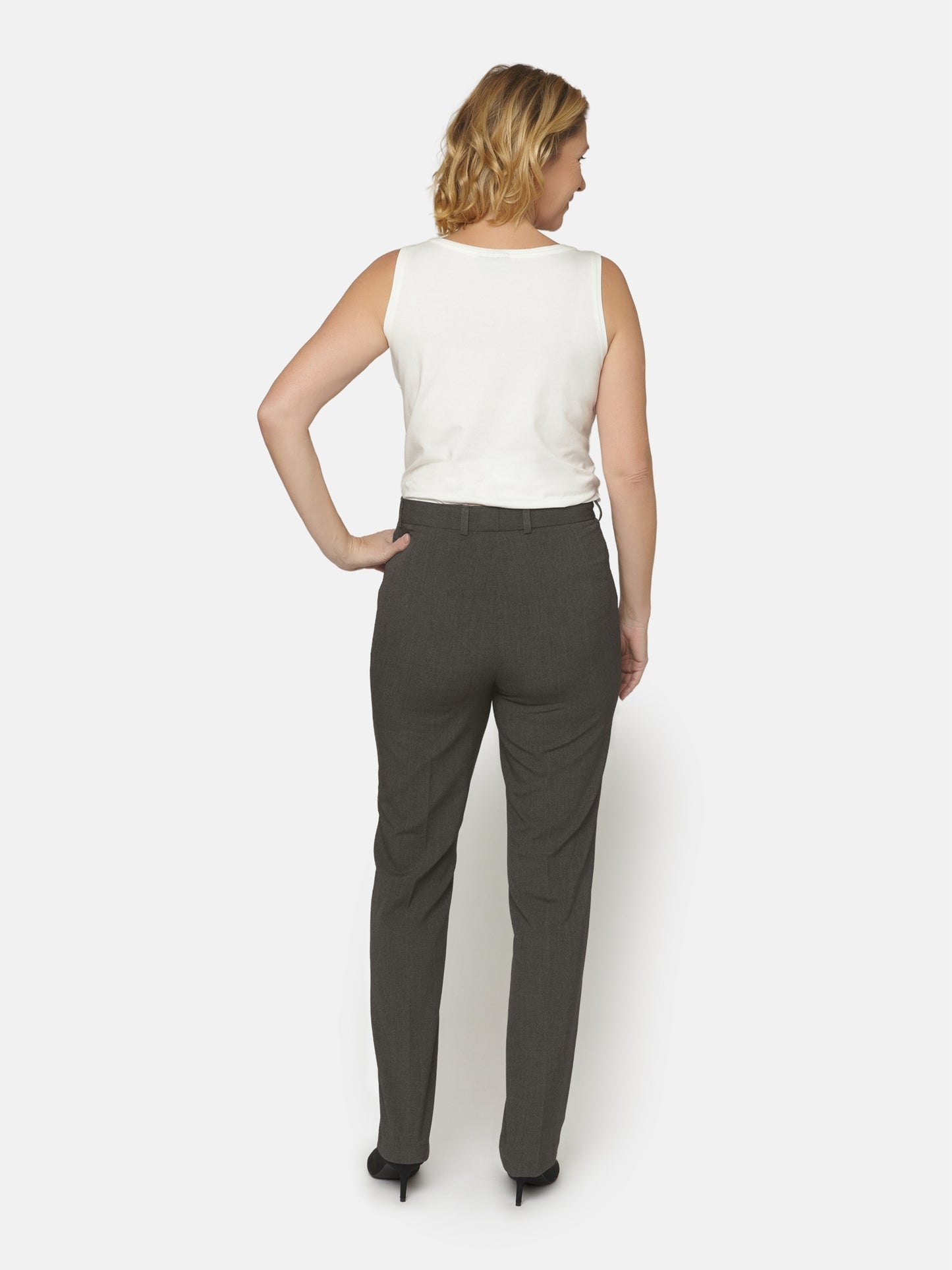 200222 Sara Zip Pocket Slim Leg Trousers Grey