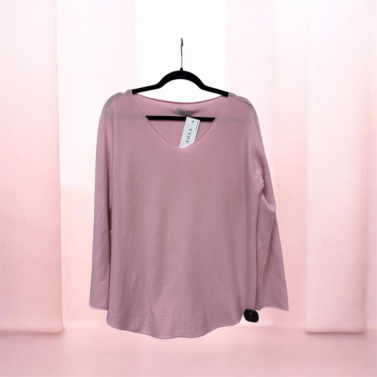 202610 V Neck Soft Knit Jumper Long Blue