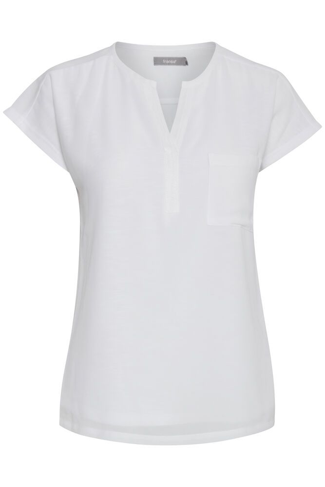 20603737 CAP SLVE CHIFFON FRONT SLIT O-NECK TOP Cream