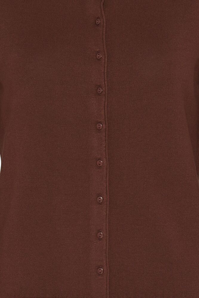 20604187 FINE KNIT BASIC BUTTON UP ROUND NECK CARDIGAN Wine-Red