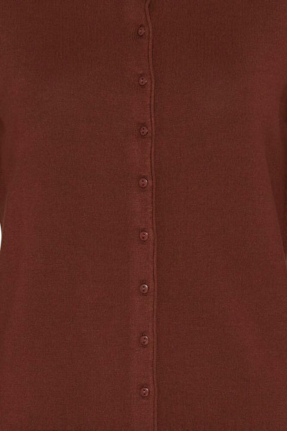 20604187 FINE KNIT BASIC BUTTON UP ROUND NECK CARDIGAN Wine-Red