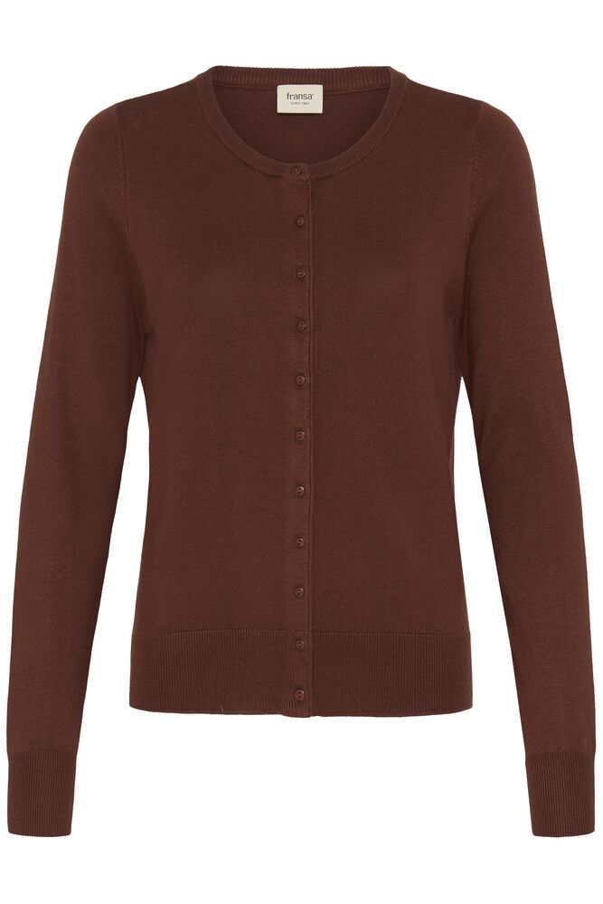 20604187 FINE KNIT BASIC BUTTON UP ROUND NECK CARDIGAN Wine-Red